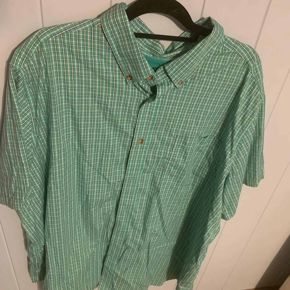 Green striped dress shirt